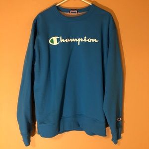 Large Blue Champion Crewneck Sweater